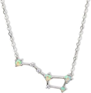 echte Kristall Opal Kette - Sternenbild - anlauffeste Damenkette - 925 Sterling Silber mit 18k Weißgold Vergoldung - Opalschmuck - Größenverstellbar - Opalanhänger