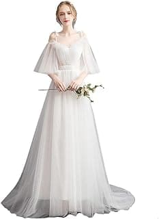 Schulter Prinzessin Fantasy Long Tailing Luxus Super Fee Starry Brautkleider Hochzeit, TAIGUHUI, Weiß, XL