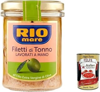 Italian Gourmet bundle für Rio Mare Thunfischfilets im Glas 12x180g in nativem Olivenöl, handgearbeitet, Premium-Antipasti & Salate, proteine reich + Italian Gourmet polpa