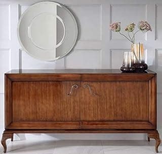 Casa Padrino Luxus Neoklassik Kommode Braun 187 x 52 x H. 95 cm | 2 Türen, Massivholz, Sideboard, Art Deco Wohnzimmer Möbel