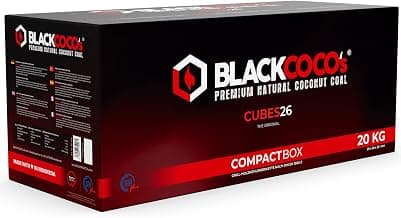 BLACKCOCO’s Shisha Kohle 20 kg – Premium Kokoskohle Naturkohle für Shisha & Grill – Cocos Grillkohle mit Langer Brenndauer – ohne Zusätze - CUBES26