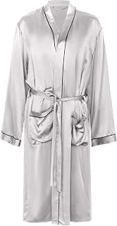 COLD POSH Bademantel Herren Morgenmantel Lang Satin Nachtwäsche 100% Seide Kimono Sleepwear V Ausschnitt mit Gürtel