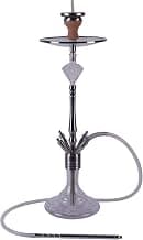 Premium Saphir Shisha Set, Wasserpfeife Shisha Edelstahl Komplettset mit 4 Anschlüsse/Schläuche. 18/8 Schliff, Klickanschluss und Diamanten Molassefänger (Saphir 7.0)