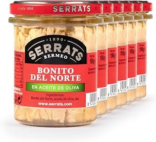 CONSERVAS SERRATS - Weißer Thunfisch aus dem Kantabrischen Meer in Olivenöl - 6 Gläser x 190g (Gesamt: 1140g) - Handwerkliche Herstellung seit 1890 - Glutenfrei - Reich an Omega 3 – Premium