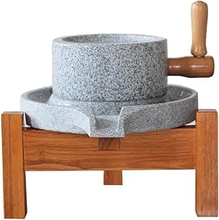 WANLIAN Handgemachte Steinmühle/Mühle (Mittel), Mühle Kommerzielle-Kornmühlen, Handgemachte Haushalts-Alte Handmühle für Getreide, Bohnen und Gerste (7.87 in x 11.8 in), mit Holzrahmen