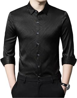 Herren Button-Down-Hemden, Maulbeerseide Business Elegantes Büro-Luxus-Langarm-Schwarzes formelles Hemd für Herrenbluse