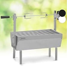 Klarstein 2-in-1 Rotisserie Grill mit Motor, Mini, mit Drehspieß, Elektrischer Spießgrill für Hähnchen & Spanferkel, Spieß Grill mit Edelstahl-Rost, Holzkohlegrill mit Rollen