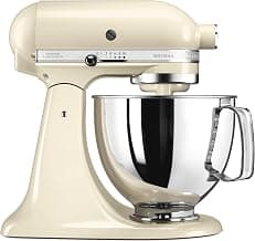KitchenAid Küchenmaschine - Artisan - Kippbarem Food Processor - Teigknetmaschine mit 3 Zubehör und Schüssel aus Edelstahl - 4.8 L - Crème