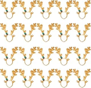Ciffre 20 Stück im Set Haarreif Geweih Weihnachtsmütze Nikolausmütze Winter Mütze Mützen Nikolaus Santa Luxus Beige Braun Elch Rentier