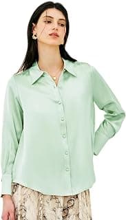 Seidenbluse Damen Lange Hemdbluse Oberteil: Casual Knopfleiste Shirt Frühling Sommer Tops Frauen Klassische Bluse