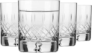 KROSNO Saga Kristall Whiskygläser 250 ml, 4er Set, Handgeschliffen, Elegante Gläser für Bourbon, Scotch und Cocktails