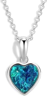 Damen Australische Opal Kette - Handgefertigter 925 Sterling Silber Opal Anhänger mit 18K Weißgoldbeschichtung - Verstellbarer Echter Schmuck für Alltag & besondere Anlässe