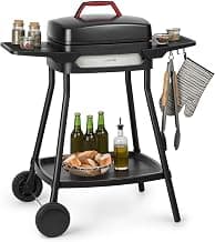 Klarstein Gatsby Elektrogrill Standgrill Tischgrill, Leistung: 2000 W, EasyGrill Concept, Grillfläche: 40 x 36 cm/Aluminiumdruckguss/Antihaft/Grillhaube, zwei Seitentische, schwarz