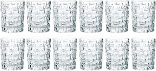Nachtmann Dancing Stars Bossa Nova Whiskybecher Set, 12er Set, Whiskyglas, Tumbler, Kristallglas, H 10 cm, 330 ml + Gratis 4er Set EKM Living Edelstahl Trinkhalme