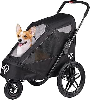 Petique Breeze Große Hundebuggy Hundewagen wandelbar Fahrradanhänger für Hunde mit Luftreifen, Schwarz, 1 Stück (1er Pack)
