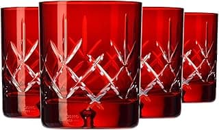 KROSNO Saga Rote Whiskygläser 250 ml, 4er Set, Kristallglas, Handgeschliffen, Elegante Gläser für Bourbon und Drinks