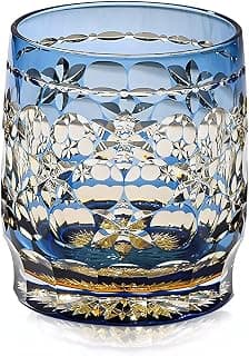 Kobaltblaues Kristall-Whiskyglas – Handgeschliffene Stern/BlüTenfacetten | Schwerer Old-Fashioned-Tumbler FüR Whisky, Spirituosen Und Cocktails | Bleifreies Luxus-BarzubehöR | Elegantes Trinkglas