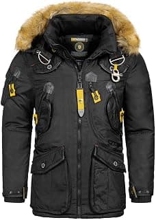 Herren Winter Jacke FVSB Parka Outdoor Mantel Luxus AGAROS, Farbe:Schwarz, Größe:L