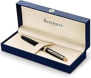 Waterman Hémisphère Füller | Hochglänzend Schwarz mit Zierteile aus 23 K Gold | Füllfederhalter mit mittlerer Feder | Geschenkbox