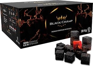 Shisha Kohle | 27 mm | 20 kg | Black Champ | Premium Naturkohle aus Kokosnussschalen| Für Shisha und Grill
