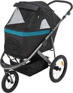 Trixie Hundebuggy, Wagen für Hunde, 60 × 112 × 120 cm, 12,5 kg, schwarz/Petrol bis zu 20 kg belastbar - 28960