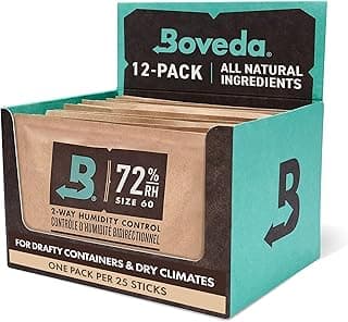 Boveda für Zigarren/Tabak | 2-Wege-Feuchtigkeitsregulierung mit 72 % relativer Feuchtigkeit | Größe 60 zur Verwendung für jeweils 25 Zigarren im Humidor | patentierte Technologie für Zigarren-Humidore | Verkaufskarton mit 12 Stück