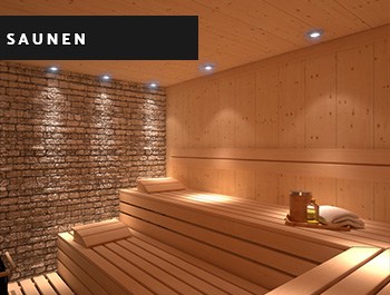 Luxus Sauna mit einer Steinwand